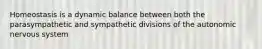 Homeostasis is a dynamic balance between both the parasympathetic and sympathetic divisions of the autonomic nervous system