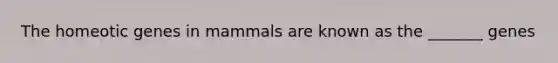 The homeotic genes in mammals are known as the _______ genes