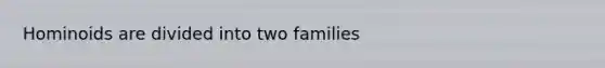 Hominoids are divided into two families