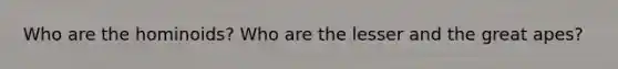 Who are the hominoids? Who are the lesser and the great apes?
