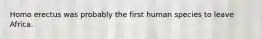 Homo erectus was probably the first human species to leave Africa.