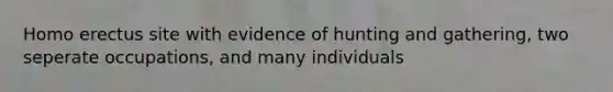 Homo erectus site with evidence of hunting and gathering, two seperate occupations, and many individuals