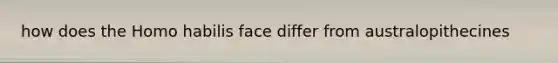 how does the Homo habilis face differ from australopithecines