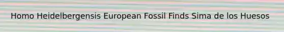 Homo Heidelbergensis European Fossil Finds Sima de los Huesos