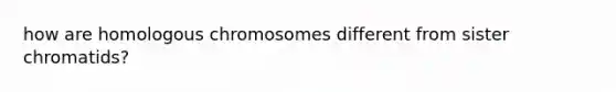 how are homologous chromosomes different from sister chromatids?