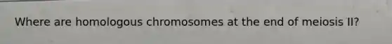 Where are homologous chromosomes at the end of meiosis II?