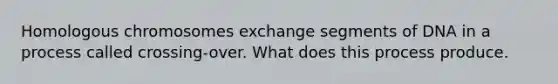 Homologous chromosomes exchange segments of DNA in a process called crossing-over. What does this process produce.