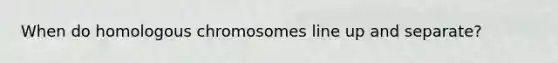 When do homologous chromosomes line up and separate?