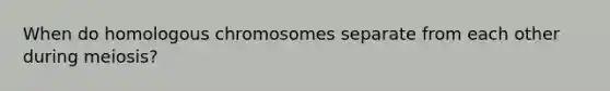 When do homologous chromosomes separate from each other during meiosis?