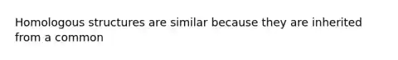 Homologous structures are similar because they are inherited from a common