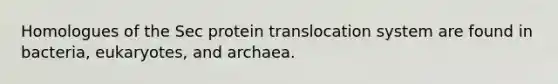 Homologues of the Sec protein translocation system are found in bacteria, eukaryotes, and archaea.