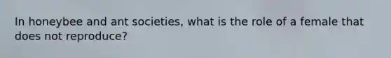 In honeybee and ant societies, what is the role of a female that does not reproduce?