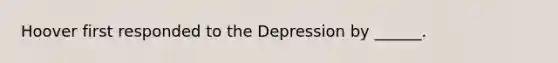 Hoover first responded to the Depression by ______.