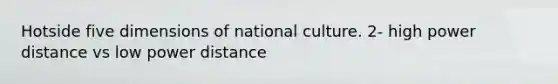 Hotside five dimensions of national culture. 2- high power distance vs low power distance