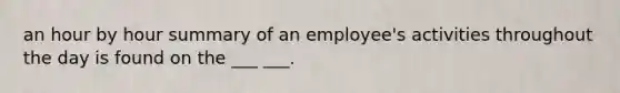 an hour by hour summary of an employee's activities throughout the day is found on the ___ ___.