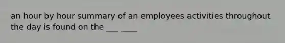 an hour by hour summary of an employees activities throughout the day is found on the ___ ____