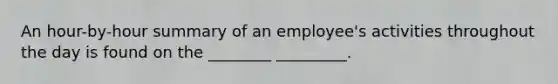 An hour-by-hour summary of an employee's activities throughout the day is found on the ________ _________.