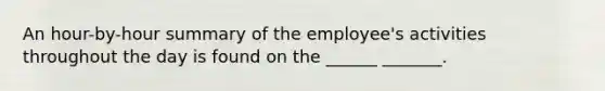 An hour-by-hour summary of the employee's activities throughout the day is found on the ______ _______.