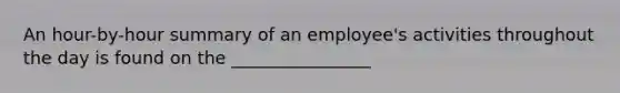 An hour-by-hour summary of an employee's activities throughout the day is found on the ________________