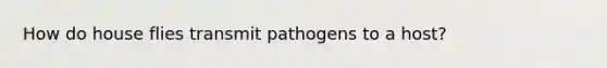 How do house flies transmit pathogens to a host?