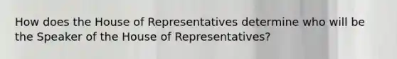 How does the House of Representatives determine who will be the Speaker of the House of Representatives?