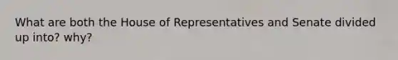 What are both the House of Representatives and Senate divided up into? why?