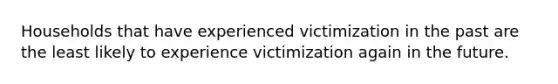 Households that have experienced victimization in the past are the least likely to experience victimization again in the future.