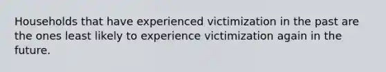 Households that have experienced victimization in the past are the ones least likely to experience victimization again in the future.