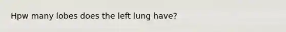 Hpw many lobes does the left lung have?