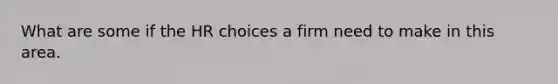 What are some if the HR choices a firm need to make in this area.