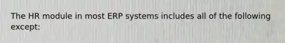 The HR module in most ERP systems includes all of the following except: