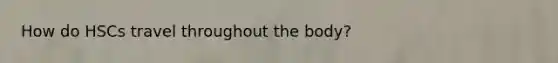 How do HSCs travel throughout the body?