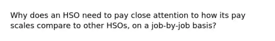 Why does an HSO need to pay close attention to how its pay scales compare to other HSOs, on a job-by-job basis?