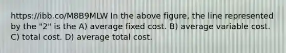 https://ibb.co/M8B9MLW In the above figure, the line represented by the "2" is the A) average fixed cost. B) average variable cost. C) total cost. D) average total cost.