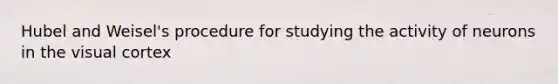 Hubel and Weisel's procedure for studying the activity of neurons in the visual cortex
