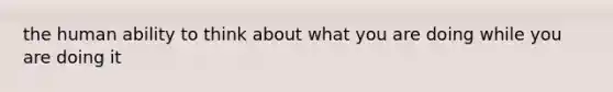 the human ability to think about what you are doing while you are doing it