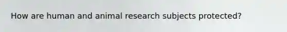 How are human and animal research subjects protected?