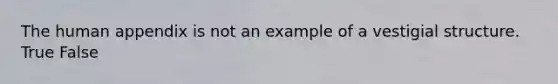 The human appendix is not an example of a vestigial structure. True False