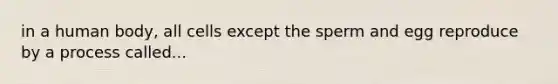 in a human body, all cells except the sperm and egg reproduce by a process called...