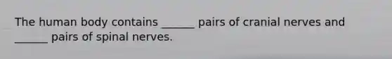 The human body contains ______ pairs of cranial nerves and ______ pairs of spinal nerves.