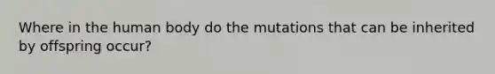 Where in the human body do the mutations that can be inherited by offspring occur?