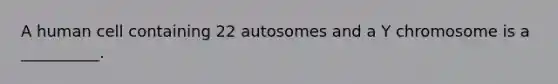 A human cell containing 22 autosomes and a Y chromosome is a __________.