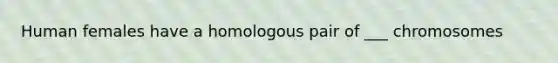 Human females have a homologous pair of ___ chromosomes