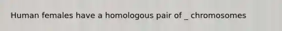 Human females have a homologous pair of _ chromosomes