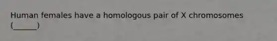 Human females have a homologous pair of X chromosomes (______)