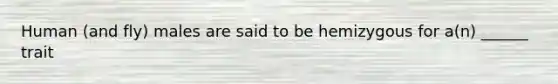Human (and fly) males are said to be hemizygous for a(n) ______ trait