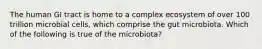 The human GI tract is home to a complex ecosystem of over 100 trillion microbial cells, which comprise the gut microbiota. Which of the following is true of the microbiota?