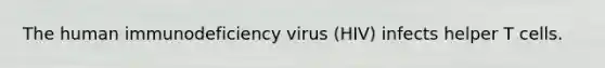 The human immunodeficiency virus (HIV) infects helper T cells.