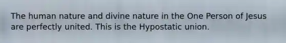 The human nature and divine nature in the One Person of Jesus are perfectly united. This is the Hypostatic union.