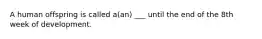 A human offspring is called a(an) ___ until the end of the 8th week of development.